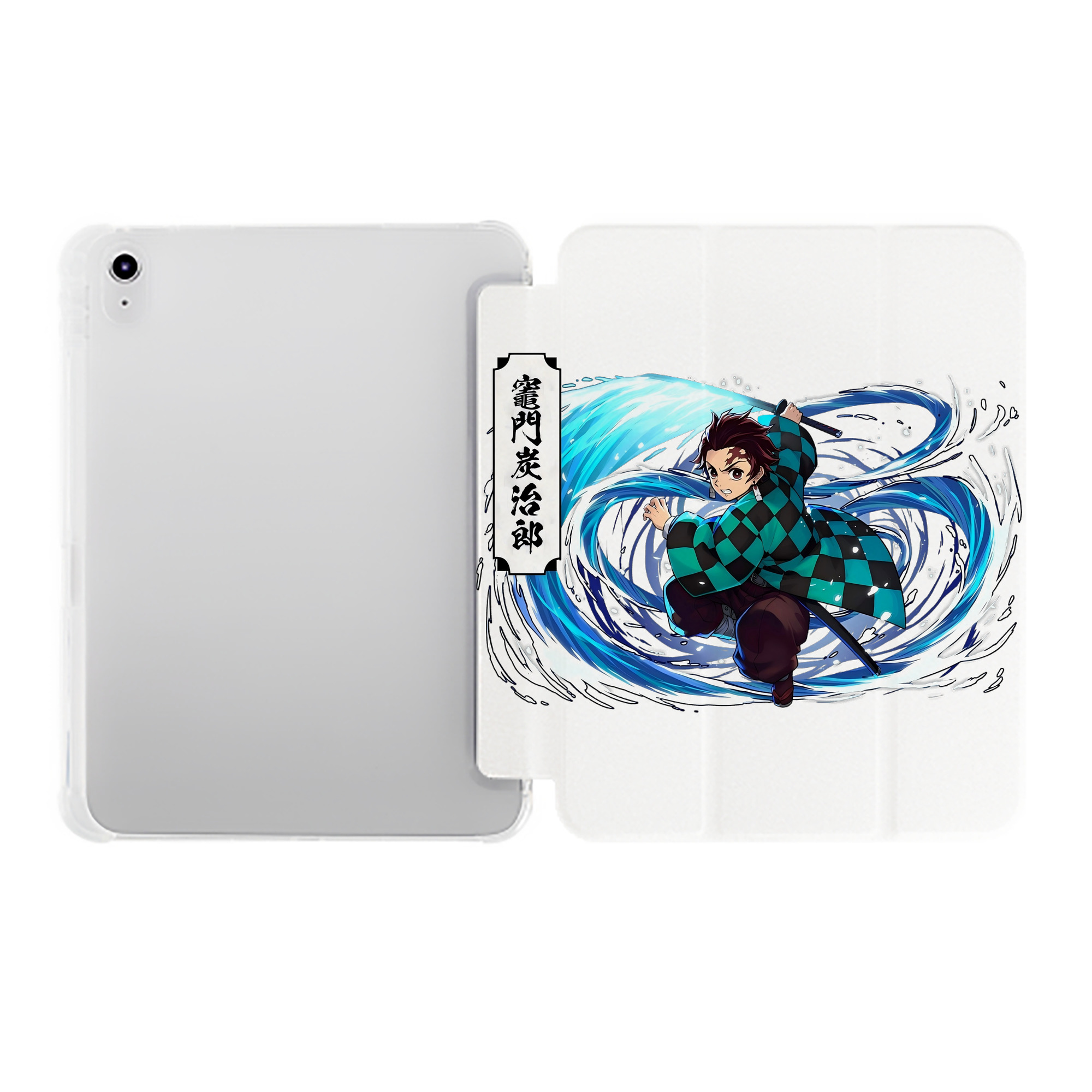 （画像用） 鬼滅の刃 竈門 炭治郎／かまど たんじろう Kamado Tanjirou IPad ケース ペン収納付き 三つ折りスタンド PUレザー×シリコン 対応機種9.5/10.5/10.9インチ
